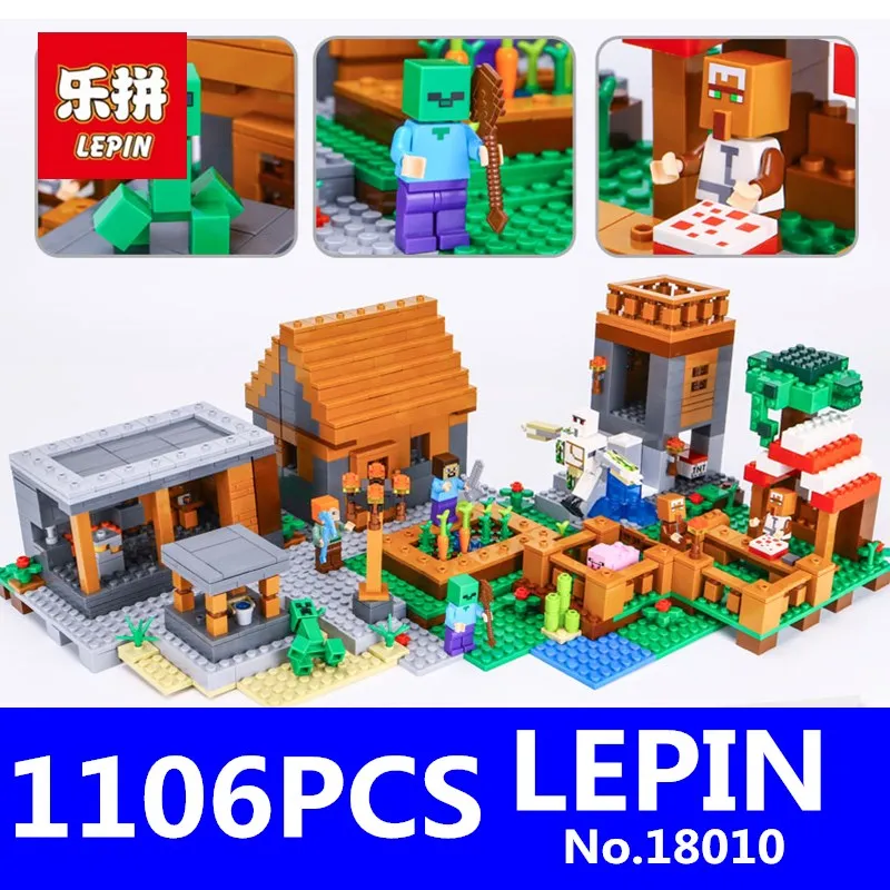 

Village Marketplace Adventures Steve Building Blocks LEPIN 18010 1106pcs 79288 Educational Toys for Children Compatible 21128