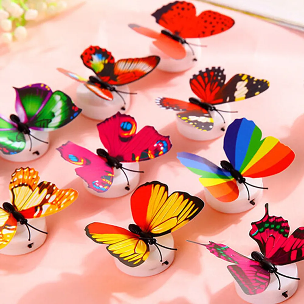

1 Pcs Wall Stickers Butterfly LED Lights Wall Stickers 3D House Decoration For Kitchen Bathroom Pegatinas Pared #BZ