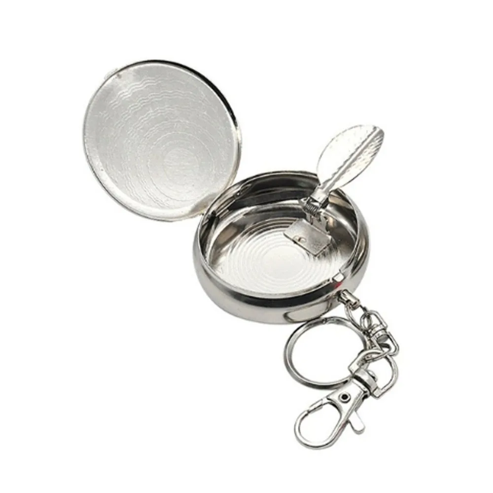 Mini Stainless Steel Cigarette Ashtray Portable Pocket Ashtray/Vehicle Ashtray with Key Chain and Cigarette Snuffer Dropshipping