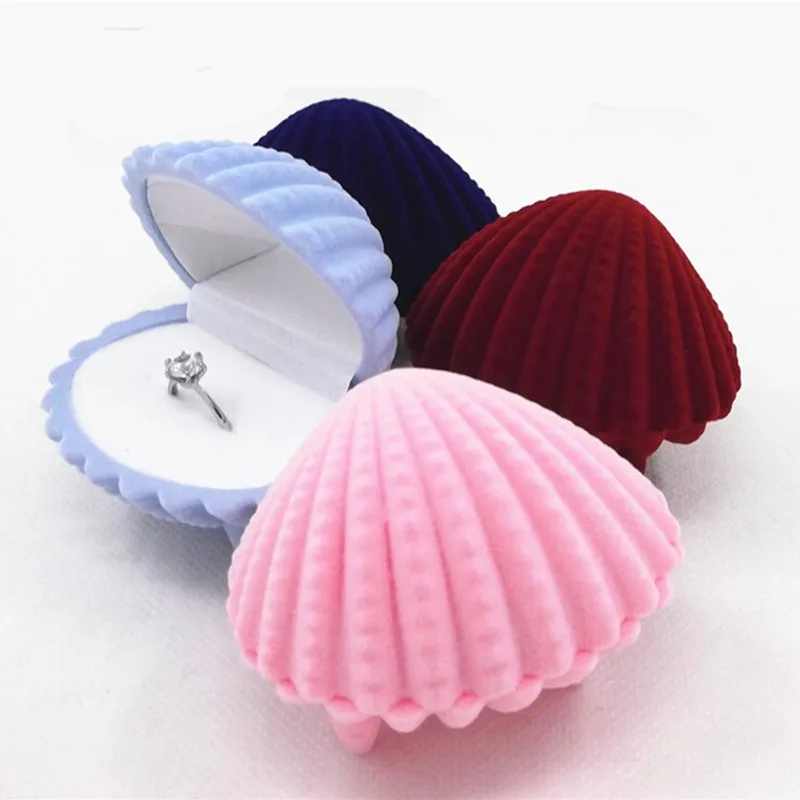 

Elegant Shell Shape Rings Jewelry Storage Box Pendant Locket Jewelry Container Case Jewelry Packaging Display 2 Types EJ897890
