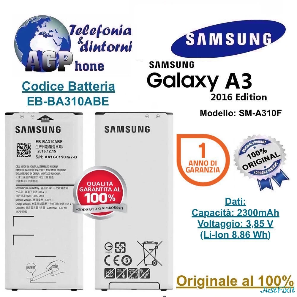 Оригинальный Новый аккумулятор для samsung Galaxy A3 (2016 Edition) A310 A310F A310M A310Y EB-BA310ABE 2300 мАч |