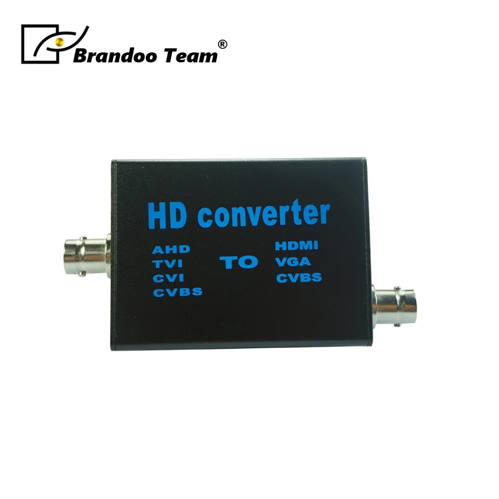 AHD/TVI/CVI/CVBS вход конвертировать в CVBS/VGA/HDMI видео выход HD 1080P BNC конвертер. |