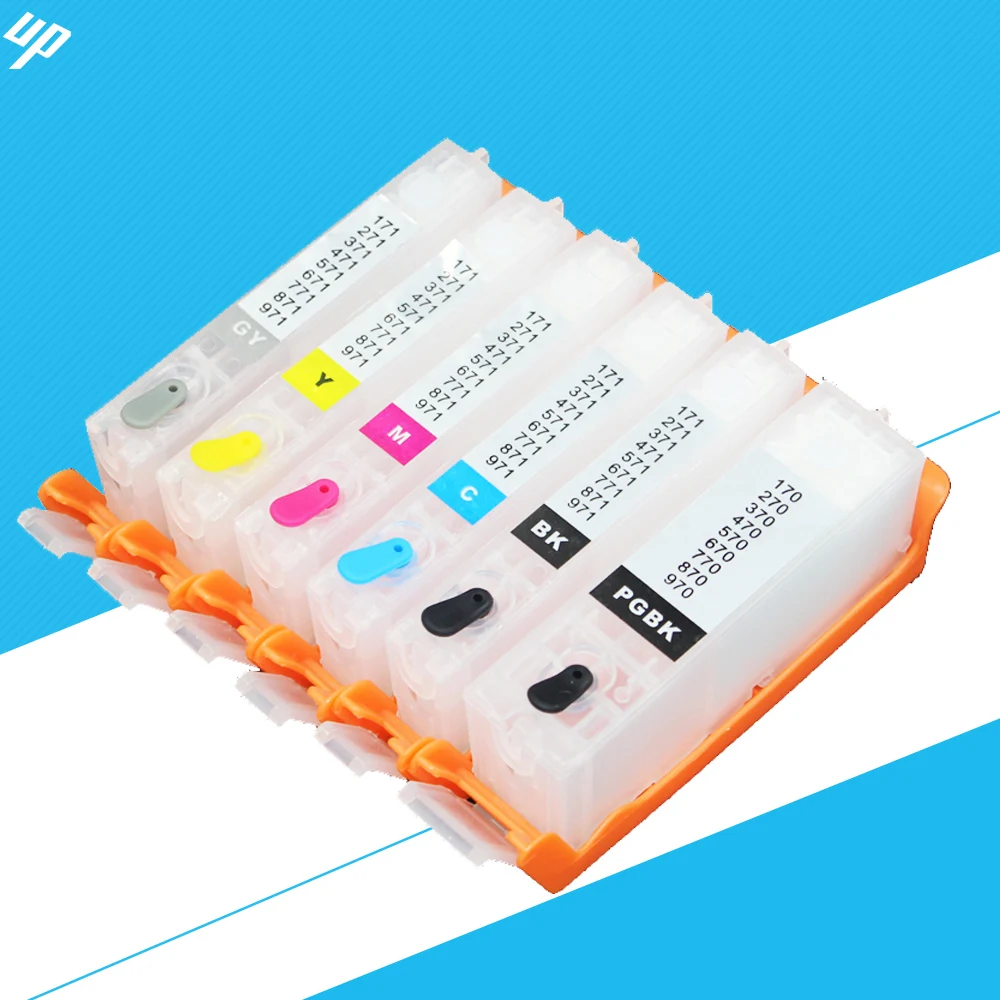 6PCS PGI 270 CLI 271 GY refillable ink cartridges For canon MG7720