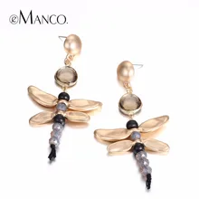 EManco Libélula Colgante Cuelga Los Pendientes de Gota para Mujeres de Moda Lindo de Cristal Pendiente Plateado Oro de la Joyería de Moda Regalos de Año Nuevo