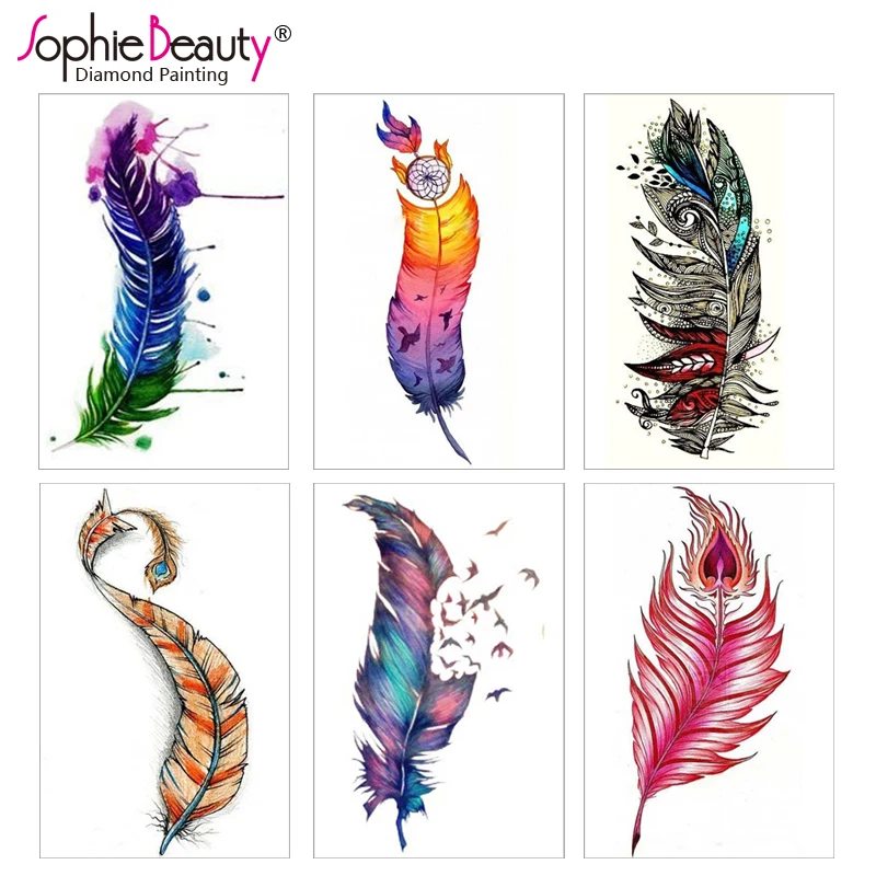 

Diy Diamond Painting Cross Stitch Crystal Square Drawing unfinisheded Beauty Colour Feather Embroidery Arts Crafts Sewing Mosaic