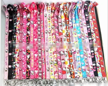 

lot 100Pcs Japanese anime cartoon cats color mixed Neck Straps Lanyards Mobile Phone,ID Card,Key chain kids party gifts