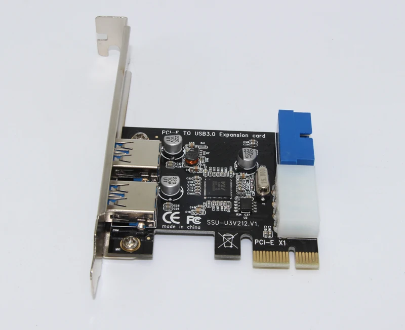 USB 3,0 PCI-E Плата расширения адаптер внешний 2 порта USB3.0 концентратор внутренний 19pin разъем PCI-E карта 4pin IDE разъем питания