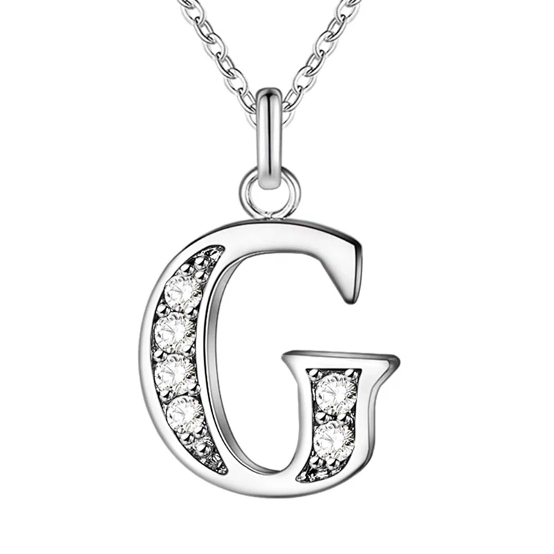 Ожерелье с подвеской с надписью "имя" для женщин и мужчин, с алфавитом от А до Я, серебряный цвет, 925, CZ покрытие, модное ожерелье, цепочка с цепочкой, ювелирное изделие - Окраска металла: G
