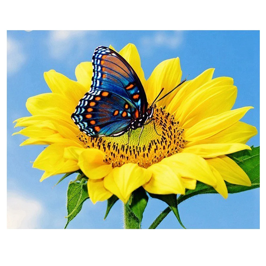 Sunflowers Diamond Painting Full Square Embroidery Butterfly Picture Of Rhinestones Wall Decoration Mosaic | Дом и сад