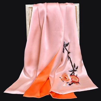

Hand-Embroidered Real Silk Scarf For Women Double-Silk Shawls Wraps Luxury Design Natural Pure Silk Scarves Chinese-Specialties