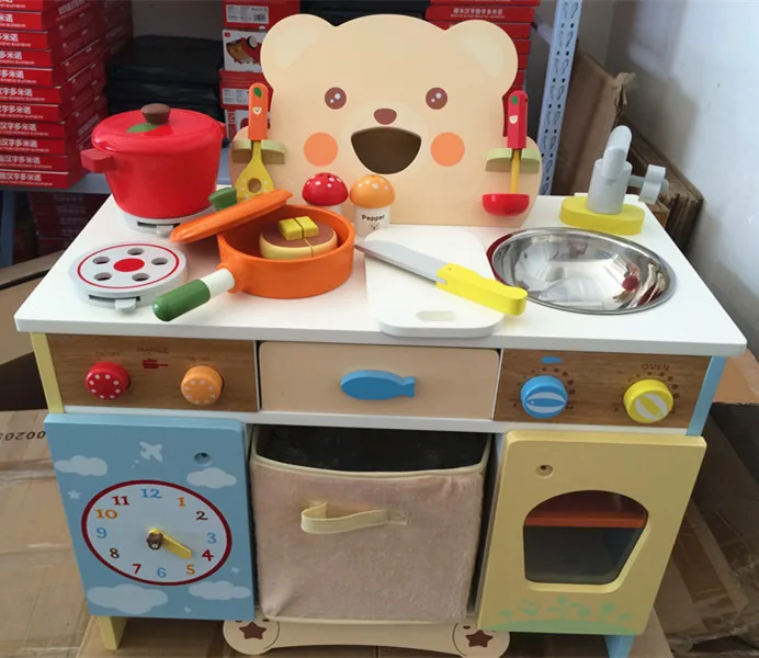 Baby Toys Cartoon Bear Kitchen Set Wooden Toys Japan Mother Garden