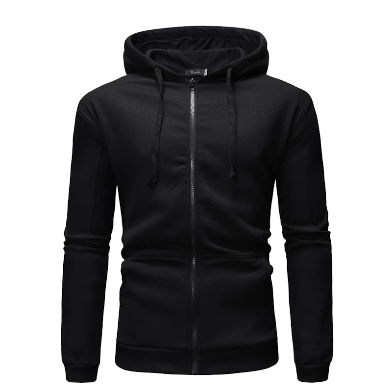 

Hoodie Men Novelty Mens Hoodies Zipper 2019 new Pure Color Men's Recreational Sport Wearing Caps And Guards Plus Size Hoodie