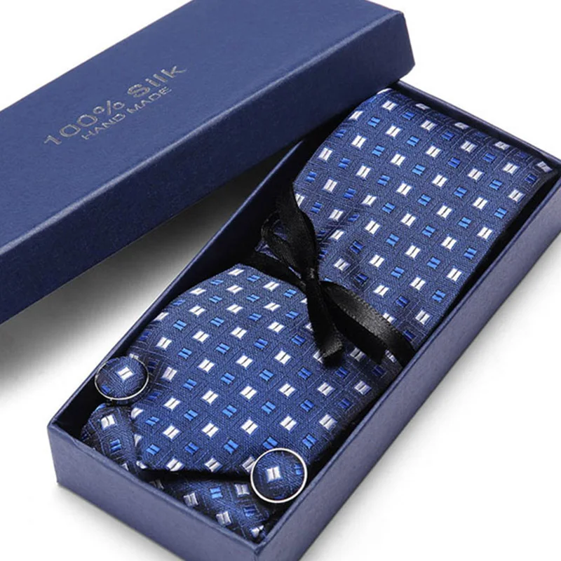  Gift Box Packing 100%Silk Woven 7.5cm Slim Skinny Narrow Men Tie Necktie Handkerchief Pocket Square