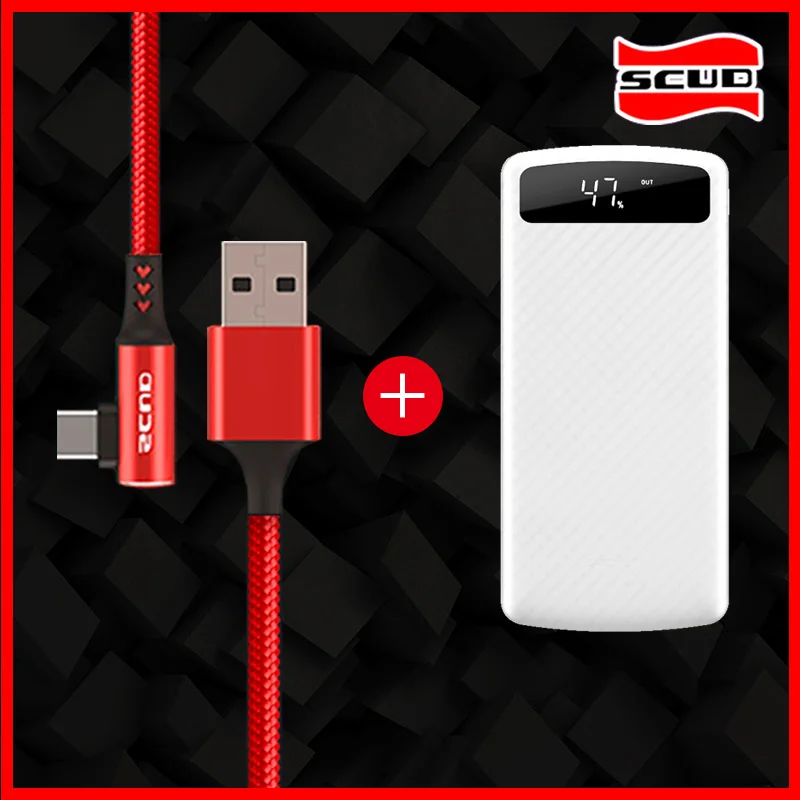 Scud power bank 20000mAh+ USB кабель type-C со светодиодный зарядным устройством с цифровым дисплеем для мобильных телефонов Xiaomi huawei LG samsung Android