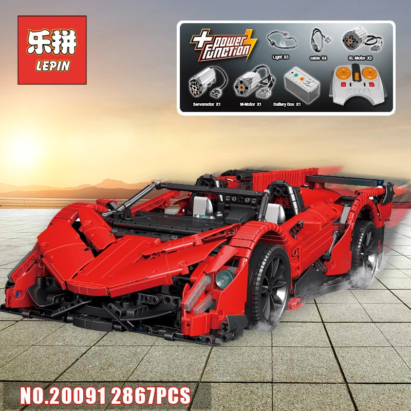 

Lepin 20091 Technic RC Sports Racing Car Veneno Roadster Model Set Compatible Legoinglys MOC 10559 Building Blocks Children Toys
