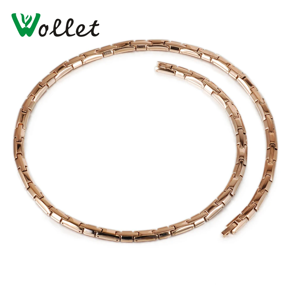 Wollet Jewelry Titanium Necklace for Men Women Rose Gold Color