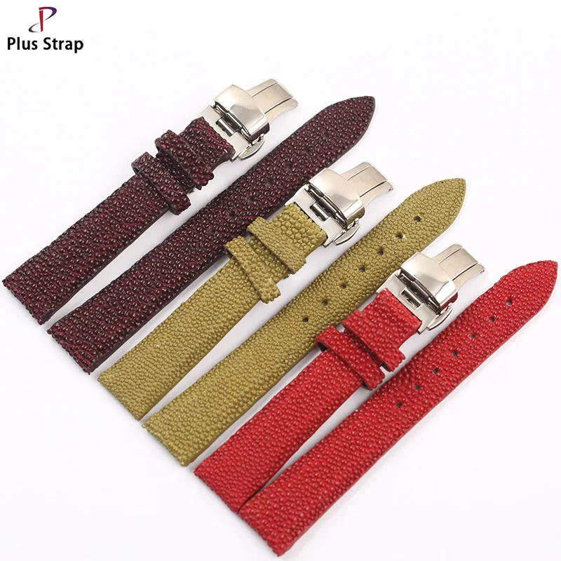 

Plus Strap Fashion Colorful Personality Women Purple Girls Watchstrap For 16MM Pearl fish Waterproof leather handmade Strap