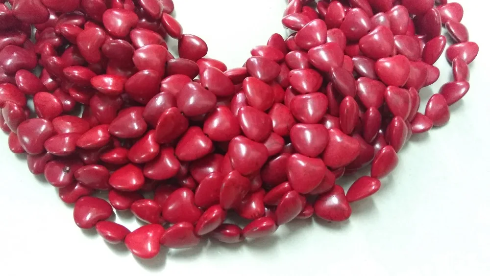 

Wholesale 12mm Red Turquoise Heart Beads Magnesite Love , Turquoise Howlite Bead, 16" Strand