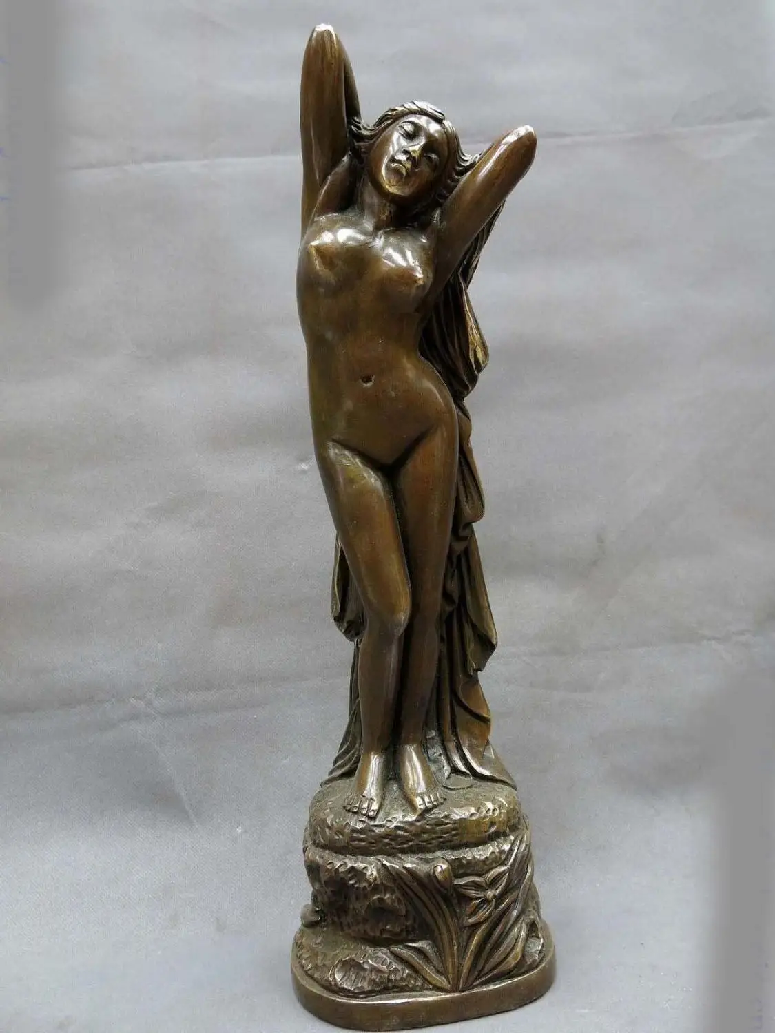 

17" China brass copper carved beautiful belle sculpture Sexy beauty Statue