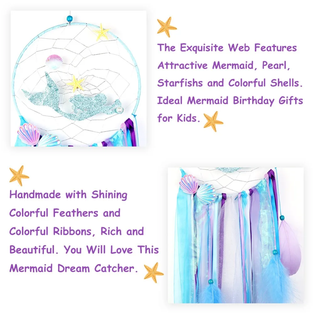 OurWarm Under The Sea вечерние украшения Русалка Dream Catcher Baby Shower Русалка тематические вечеринки синий колокольчиков дома Настенный декор