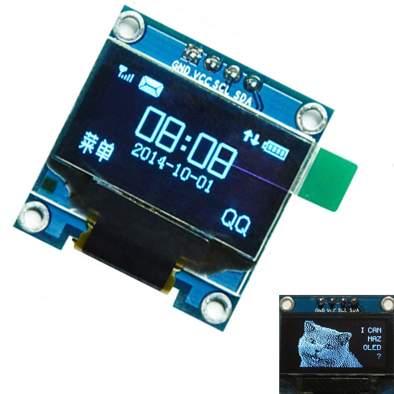 0,9" дюймовый синий oled-дисплей модуль IIC Серийный 128X64 IEC SSD1306 12864 плата с ЖК-экраном GND VCC SCL SDA для Arduino