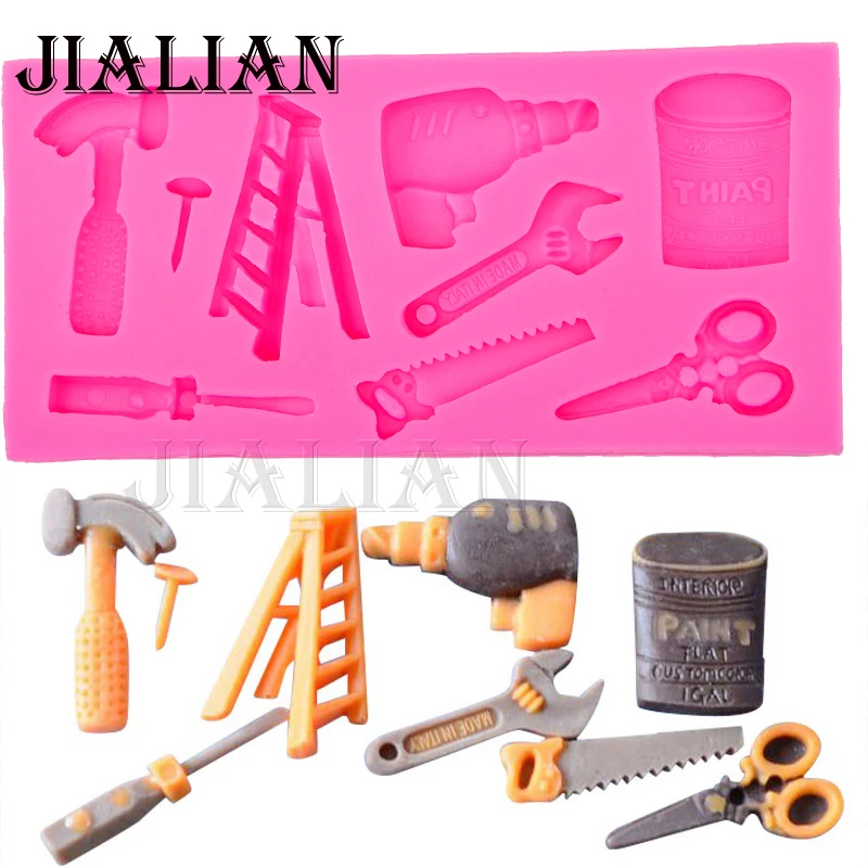

High quality Repair Tools wrench scissors fondant silicone decoration mold DIY Cake Decorating Tools Baking mould T0517