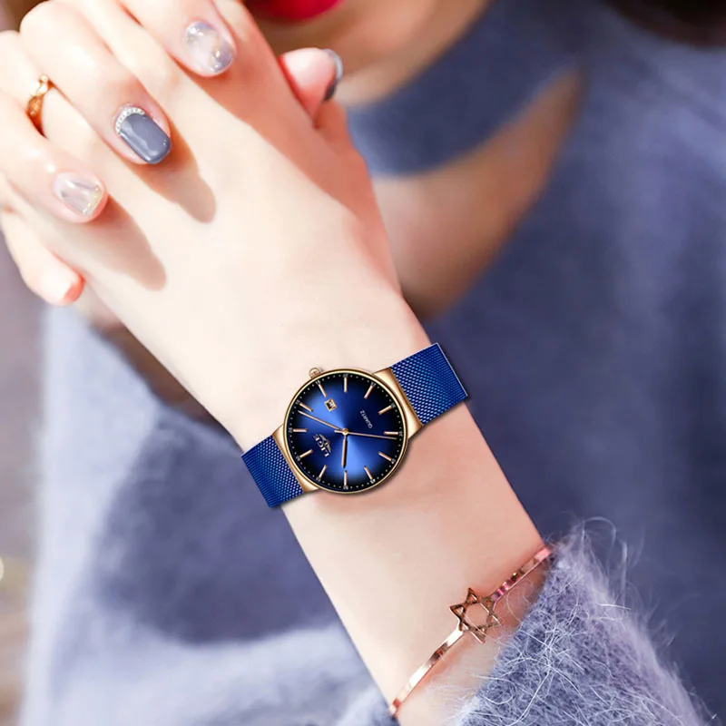 LIGE Для женщин часы Для женщин модные часы Женева дизайнерские женские часы Элитный бренд синий кварцевые наручные часы Подарки для Wom
