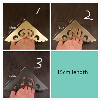 

Vintage Flat Brass Corners,Flower Coin Heart Black Protectors,Large Wooden Furniture Hollow Triangle Covers ,15cm;20cm;32cm,1PC
