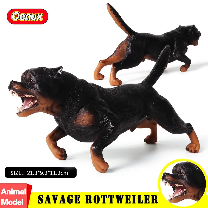 Oenux оверсайз 21X9X11 см ревущий Ротвейлер собака животные модель фигурки черный Rottie фигурки коллекция игрушек