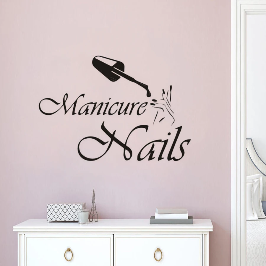 Manicura uñas Logo pared vinilo calcomanía decoración de uñas para salón de  belleza uñas estudio tienda vinilo extraíble ventana pegatina AZ129 -  AliExpress, image size:900x900