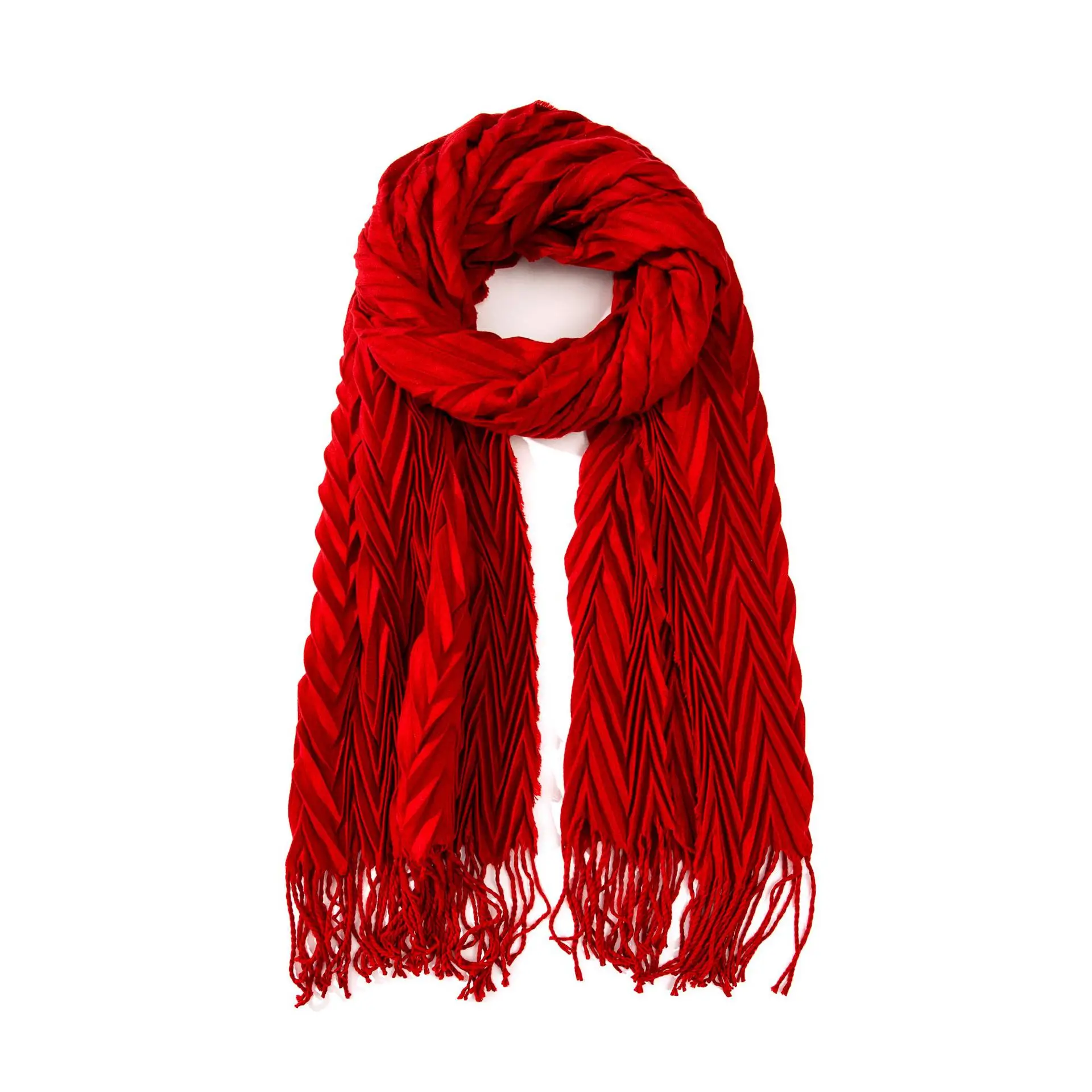 Высококачественный шарф со складками, женские модные клетчатые шарфы с кисточками, мягкие красные кашемировые шарфы, однотонные шали, Женские платки