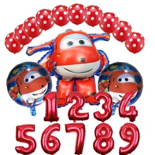 14 шт Супер Крылья фольгированные шары 18 дюймов круглый воздушный шар в форме автомобиля красный и синий латекс и номер 1-9 детские игрушки День рождения Декор Jett globos