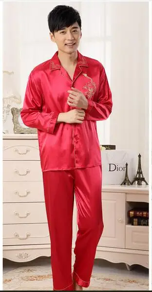 Летняя шелковая пижама для влюбленных, Мужская Шелковая пижама с коротким рукавом, домашняя одежда для сна, Весенняя летняя ночная рубашка, Женский пижамный комплект, домашняя одежда - Цвет: Men style