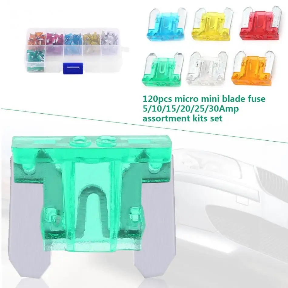 120Pcs Micro Mini Blade Fuse 5A 10A 15A 20A 25A 30A Assortment Micro