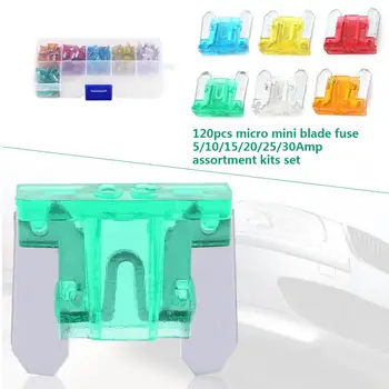 

120Pcs Micro Mini Blade Fuse 5A 10A 15A 20A 25A 30A Assortment Micro Mini Blade Fuse Set Kit For Car Boat Truck SUV Car-Styling