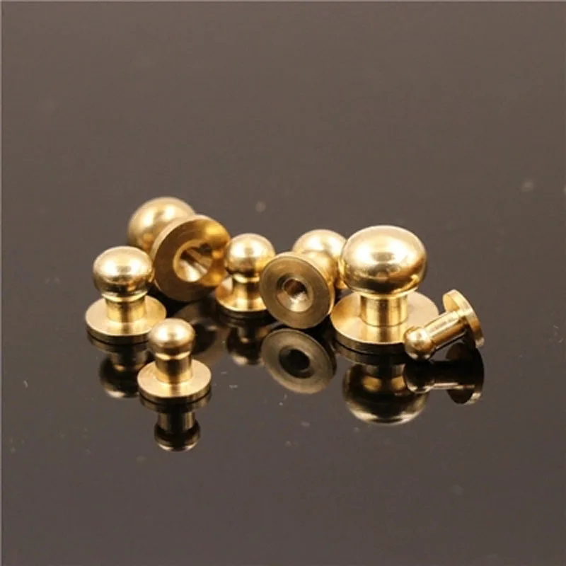 5pcs Leather Craft DIY Pure Copper Screw Buckle Monk Head Nipple Nails Tool