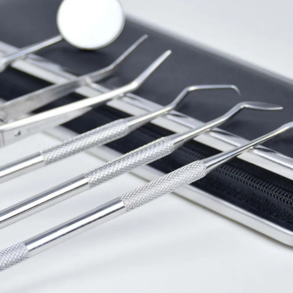 9 pcsdental нержавеющая сталь стоматолог инструменты для зубного камня зеркало зонд для чистки зубов удаление зуба