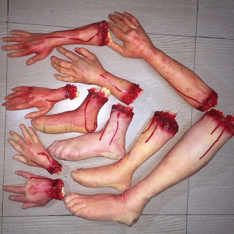 

Halloween Horror Props Bloody Hand Haunted House Party Decoration Scary Fake Hand Finger Leg Foot Brain Heart Halloween Supplies