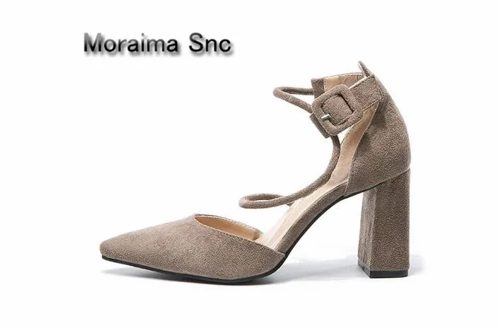 Moraima Snc 2018 женские босоножки Т образным квадратный дамские на высоком каблуке