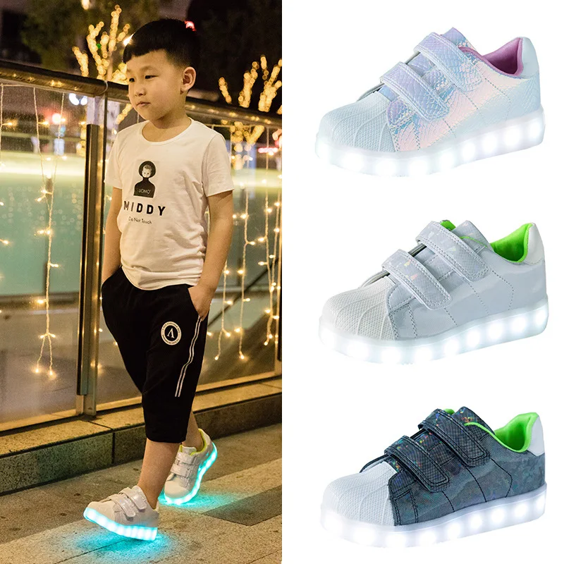 

Kids Shoes With Light 2018 Boys LED Light Sneakers USB Charge Luminous Girls Sneakers Children Sports Running Shoes Size 25~35