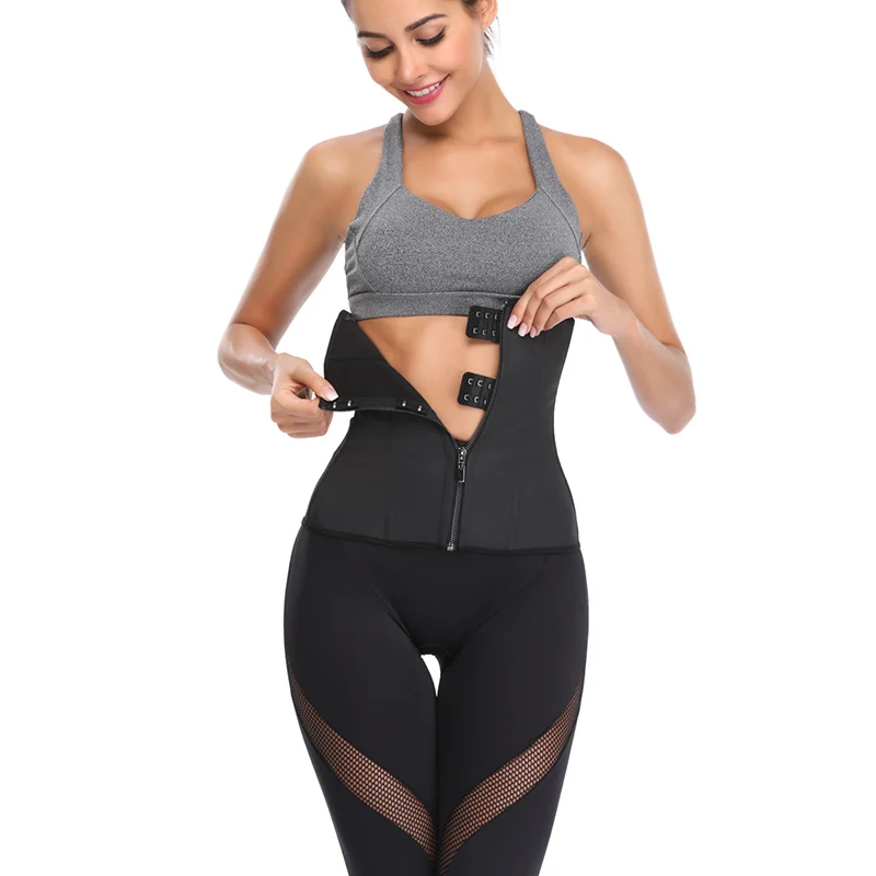 Women Latex Waist Trainer Body Shaper Corsets with Zipper Cincher Corset Top Slimming Belt Black Shapers Shapewear Plus Size best body shaper