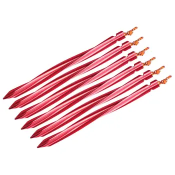 

SHINETRIP 6Pcs Spiral Aluminument Tent Pegs with Rope outdoor awning pegs stake Camping Equipment Traveling Tent Building red