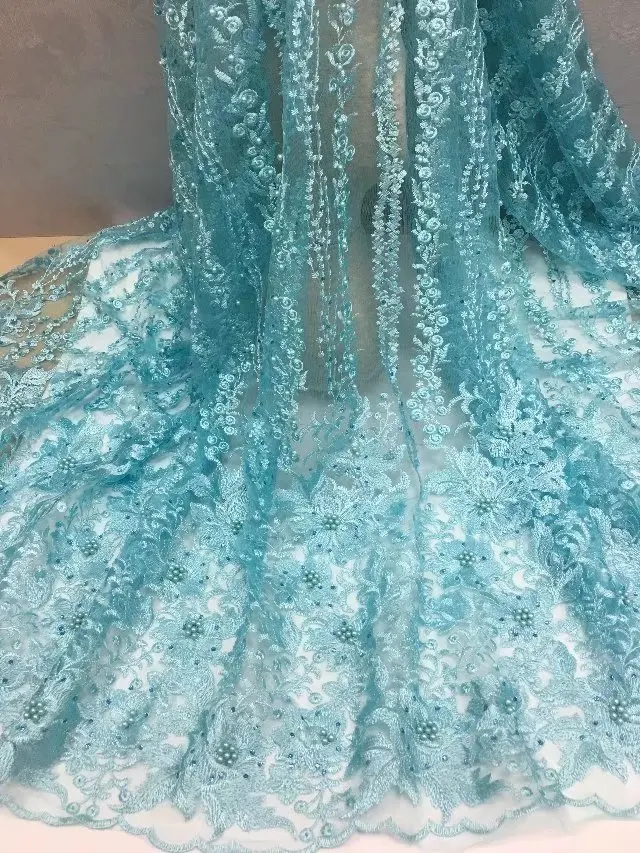 

flower lace tulle fabric high quality beaded french lace fabric wholesale dubai french lace for wedding party