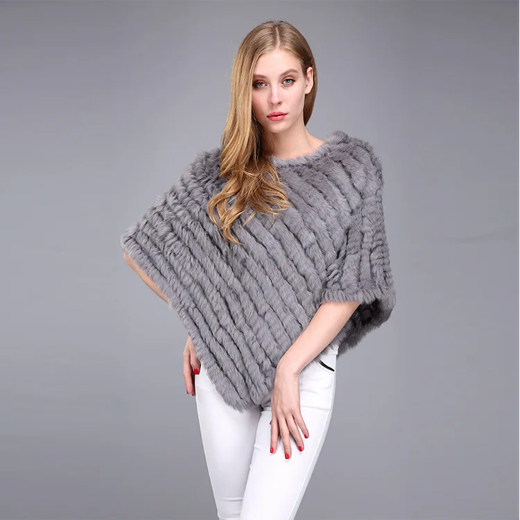  Winter Warm Shawl Poncho For Women Knitted Real Rabbit Fur Shouder Pashmina Capes Lady Natural Fur Wraps (12)
