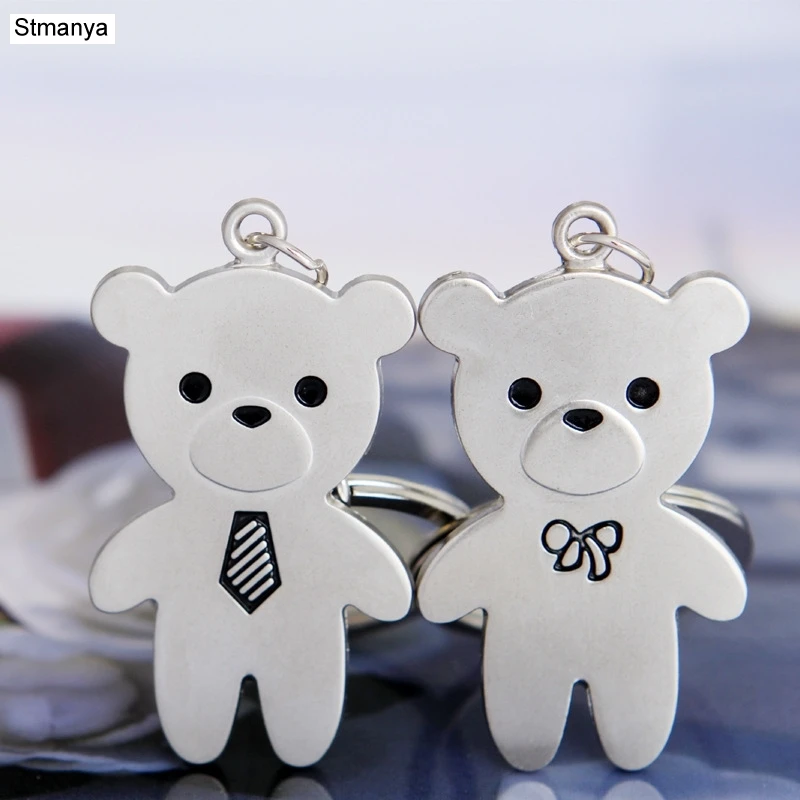 

Couple Bear keychain - New Cool Luxury metal Keychain Car Key Chain Key Ring Cute Bear chain For Man Women Gift wholesale 17285
