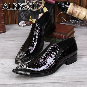 

Big Yards Patent Leather Men Shoes Fashion Trend Casual Party Shoes Man Brand Designer Men's Nightclub Bars Career Work Shoes