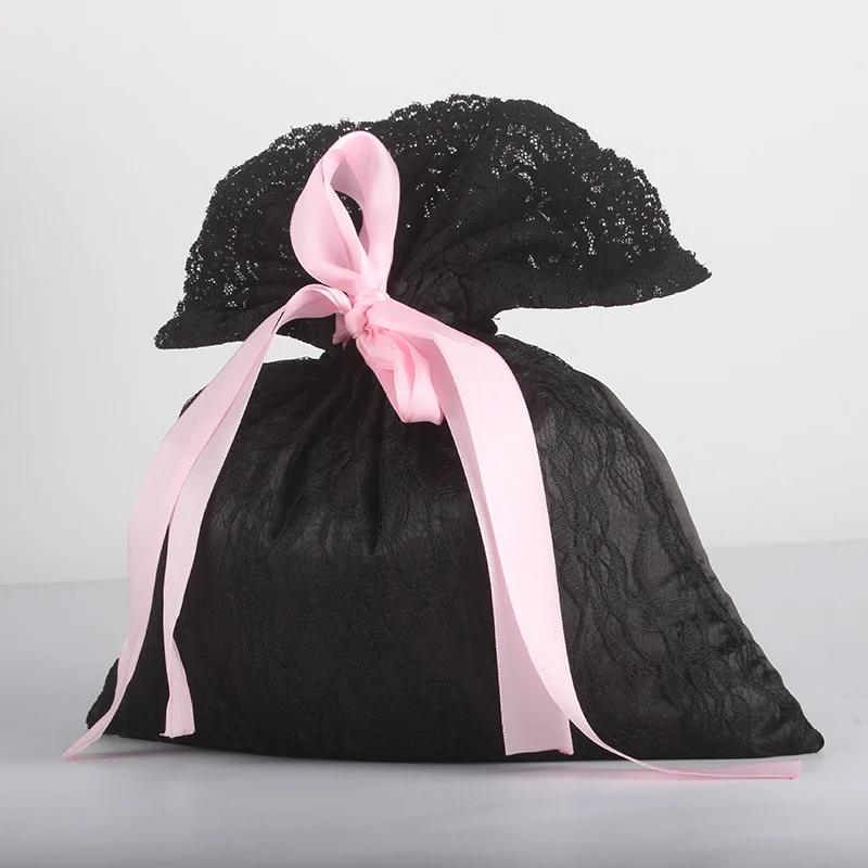 27*30 см Высокое качество розовый бант атласный Шелковый шнурок мешок Упаковка Подарочная сумка Нижнее белье Женская дорожная сумка