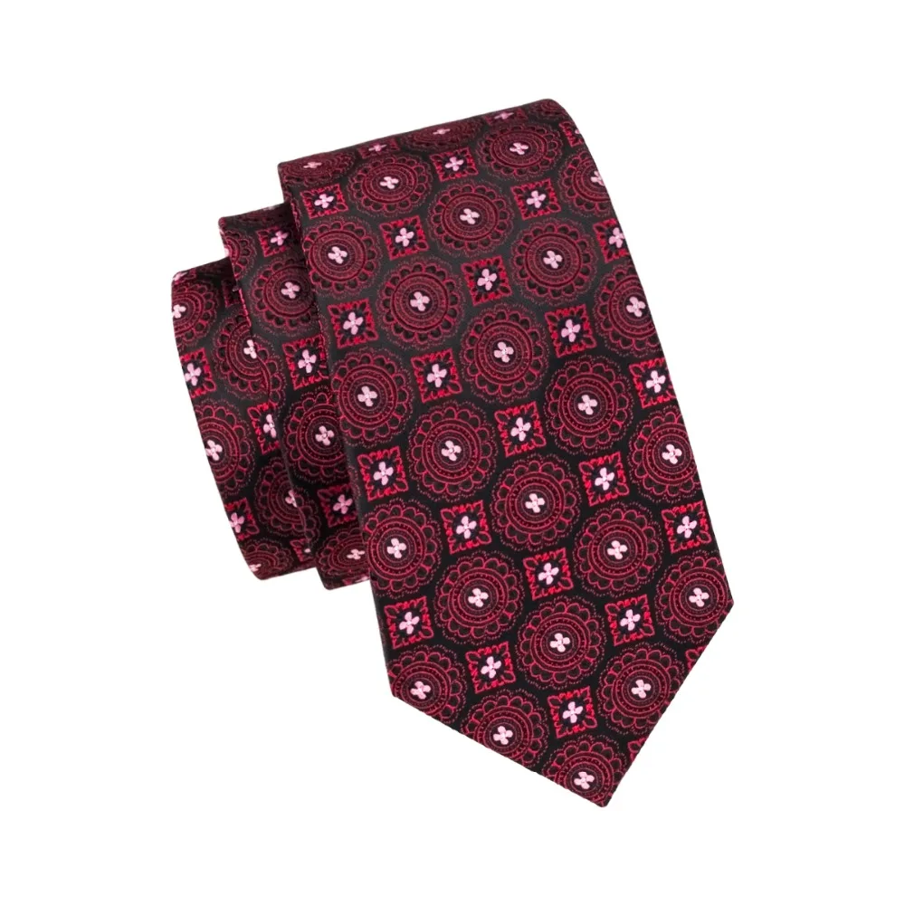 

DiBanGu 1200 Needles Mens Tie 8.5cm Red Silk Neck Tie For Men Business Wedding Party Gravatas Ties Jacquard Neckties ZX-1431