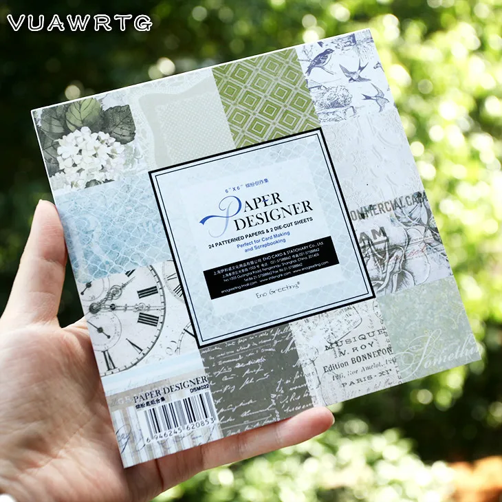

VUAWRTG 6''Single-side Printed Flower Pattern Decorative Scrapbooking paper set of 24sheets printed background craft paper