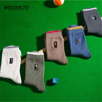 

[WPLOIKJD] Japanese Solid Embroidery Fun Men Socks Week Cotton Casual Socks For Men Hip Hop Cool Tube Meias Mans Sokken Sox G